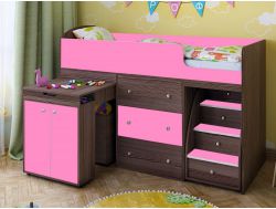 Кровать-чердак Малыш 1600 бодега-розовый