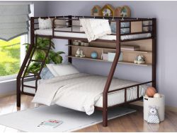 Двухъярусная кровать Гранада-1П коричневая-дуб