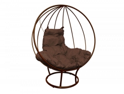 Кресло Кокон Круглый на подставке каркас коричневый-подушка коричневая