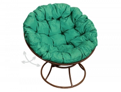 Кресло Папасан пружинка без ротанга каркас коричневый-подушка зелёная