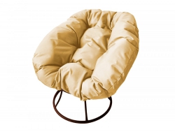 Кресло Пончик без ротанга каркас коричневый-подушка бежевая