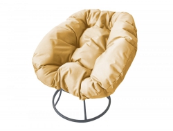 Кресло Пончик без ротанга каркас серый-подушка бежевая
