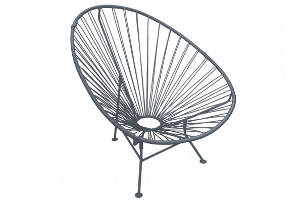 Кресло Ракушка с ротангом серый