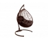 Подвесное кресло Кокон Капля ротанг каркас коричневый-подушка коричневая