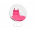 Кресло Кокон Круглый на подставке ротанг каркас белый-подушка розовая