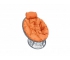Кресло Папасан мини с ротангом каркас серый-подушка оранжевая