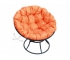 Кресло Папасан пружинка без ротанга каркас черный-подушка оранжевая