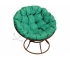 Кресло Папасан пружинка без ротанга каркас коричневый-подушка зелёная