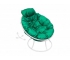 Кресло Папасан пружинка мини без ротанга каркас белый-подушка зелёная