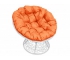 Кресло Папасан с ротангом каркас белый-подушка оранжевая