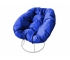 Кресло Пончик без ротанга каркас белый-подушка синяя