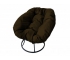 Кресло Пончик без ротанга каркас чёрный-подушка коричневая