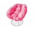 Кресло Пончик с ротангом каркас белый-подушка розовая