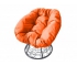Кресло Пончик с ротангом каркас серый-подушка оранжевая