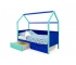 Кровать-домик мягкий Svogen с ящиками мятно-синий