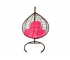 Подвесное кресло Кокон XL ротанг каркас коричневый-подушка розовая