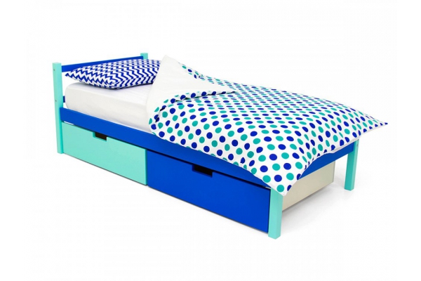 Кровать Svogen Classic с ящиками мятно-синий