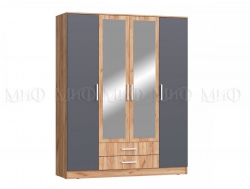 Шкаф для одежды 4-дверный Мартина Графит, Дуб крафт