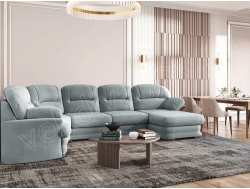 Диван угловой большой П-образный Квин 6 без механизма Newtone aqua blue